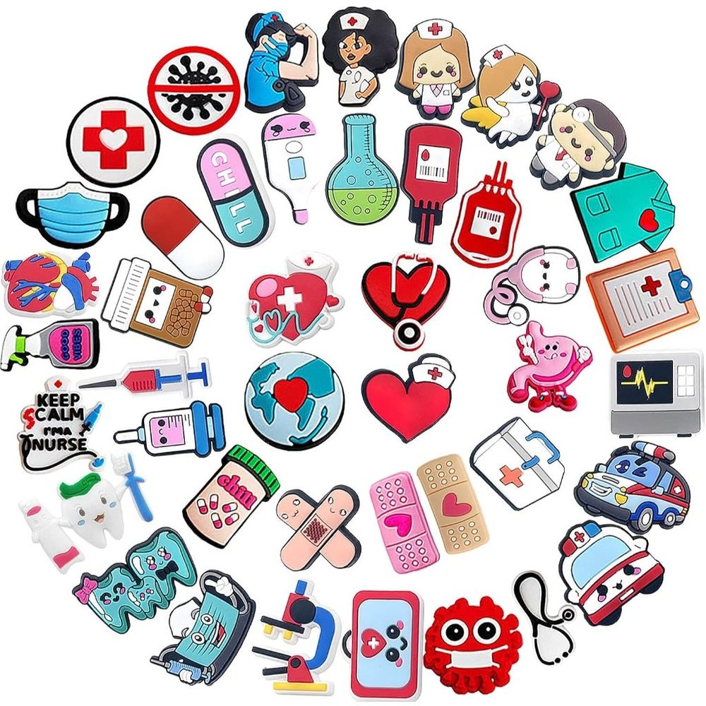 Kids 43 PCS Nurse Croc Shoe Decoration Charms